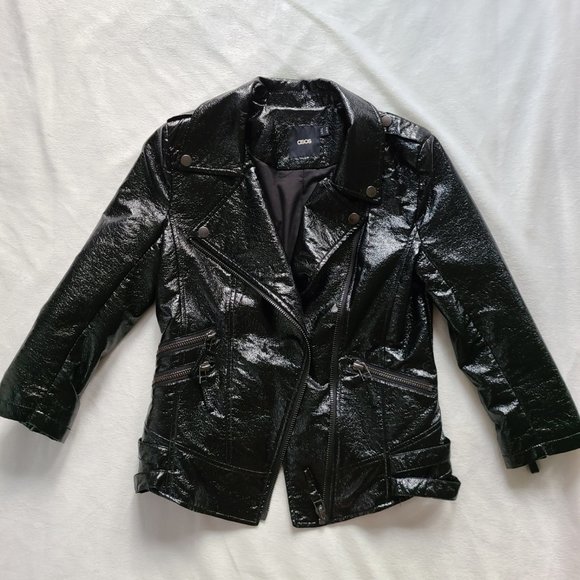 ASOS Hi-Shine Faux Leather Biker Jacket - Picture 2 of 6